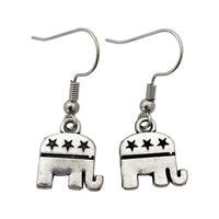 Pewter Republican Elephant - GOP - Charm on Silver Earrings