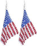 American Flag Earrings for Women Patriotic Independence Day 4th of July Drop Dangle Earrings Hook Earrings Fashion Jewelry (Alloy Mesh)