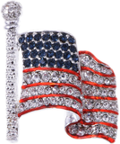 Alilang Silver Tone Crystal Rhinestone 4th of July American USA Flag Patriotic Pin Brooch