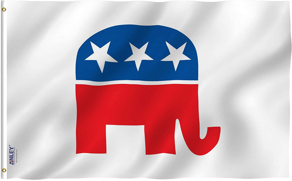 Anley Fly Breeze 3X5 Foot Republican Party Flag - Vivid Color and Fade Proof - Canvas Header and Double Stitched - Elephant Flags Polyester with Brass Grommets 3 X 5 Ft