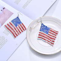 American Flag Earrings for Women Patriotic Independence Day 4th of July Drop Dangle Earrings Hook Earrings Fashion Jewelry (Alloy Mesh)