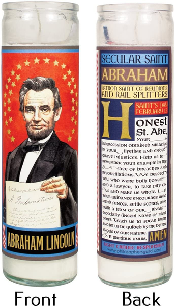 Abraham Lincoln Secular Saint Candle - 8.5 Inch Glass Prayer Votive - Made in The USA