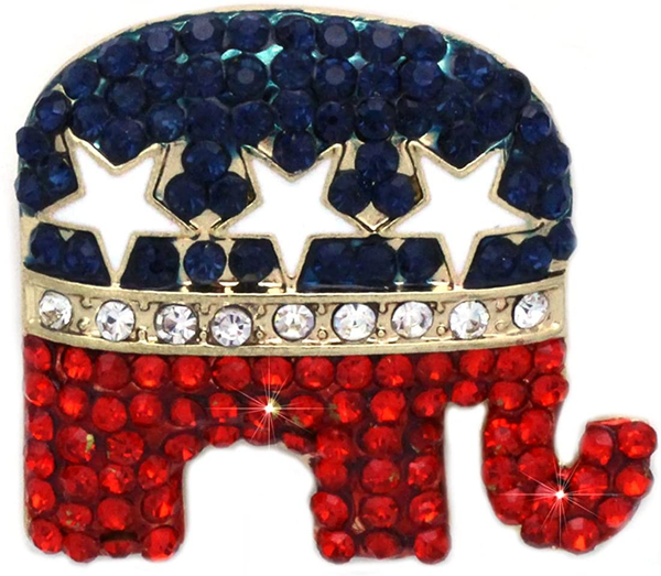 Cocojewelry GOP Republican Party Elephant Democratic Party Donkey Brooch Pin