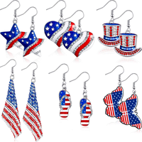 6 Pairs American Flag Earrings 4th of July Earrings Patriotic Star Earring for Independence Day Gift