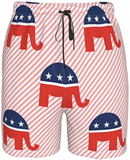 Red GOP Elephant 3D Printing Mens Swim Trunks Quick Dry Swim Shorts Mesh Lining Swimwear Bathing Suits with Pockets
