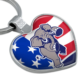 Angry Republican Elephant Politics GOP American Flag Keychain Heart Love Metal Key Chain Ring