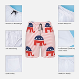 Red GOP Elephant 3D Printing Mens Swim Trunks Quick Dry Swim Shorts Mesh Lining Swimwear Bathing Suits with Pockets