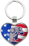 Angry Republican Elephant Politics GOP American Flag Keychain Heart Love Metal Key Chain Ring