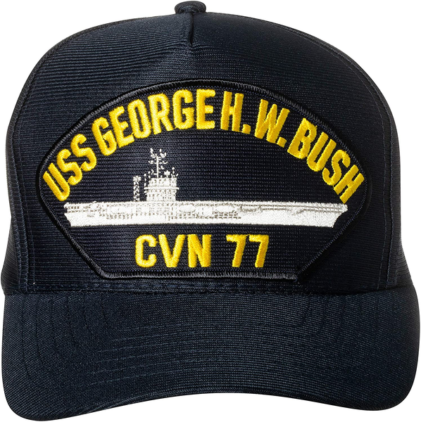 United States Navy USS George H.W. Bush CVN-77 Supercarrier Ship Emblem Patch Hat Navy Blue Baseball Cap