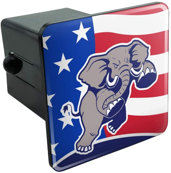Graphics and More Angry Republican Elephant Politics GOP American Flag Tow Trailer Hitch Cover Plug Insert